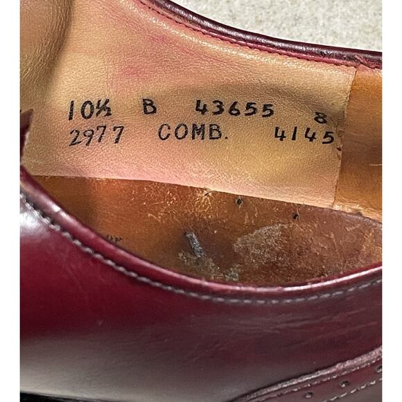 Allen Edmonds Kingswood Burgundy Wingtip Oxford Dress Shoes Men 10.5 B- Preppy main image 9